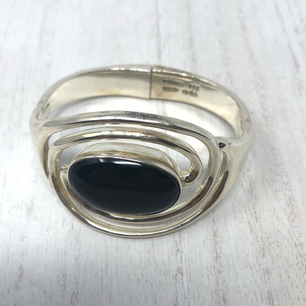 TAXCO Sterling silver bracelet, large onyx stone, 67.8g - Picture 3 of 15